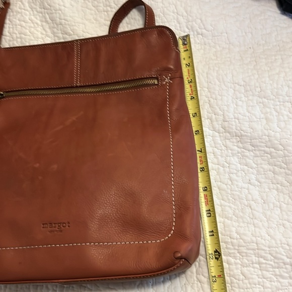 Margot Convertable Cognac Leather Convertible Backpack Laptop Crossbody Bag - Picture 8 of 14